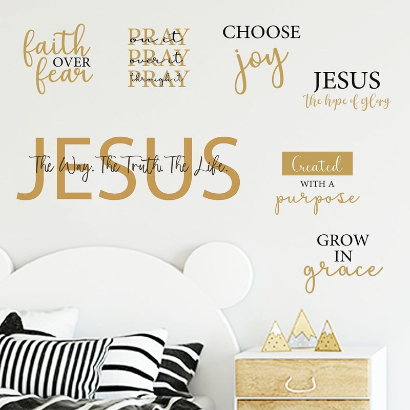 BBTO Bible Verse Wall Stickers Inspirational Quote Wall Decals Religious Motivational Scripture Sticker Peel and Stick for Bedroom Living Room Office Bathroom(Faith Over Fear) - Image 4